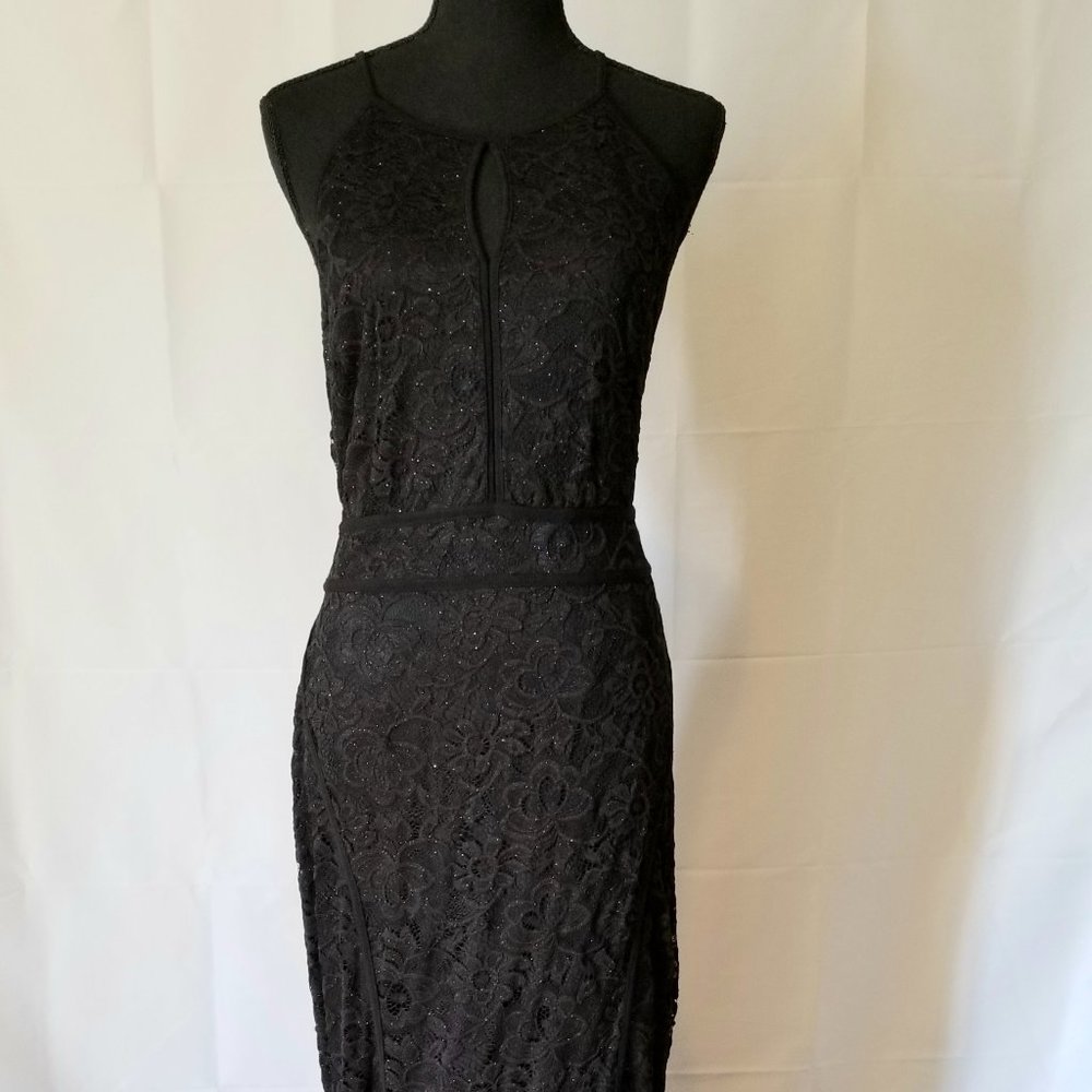 Black Floral Lace Hi-Low Dress